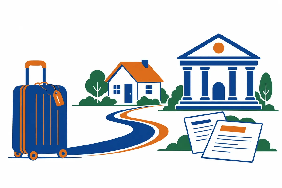 A suitcase, home, bank and account paperwork